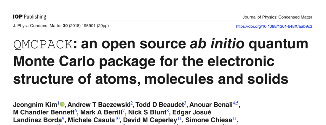 Graphic showing first page of QMCPACK citation paper